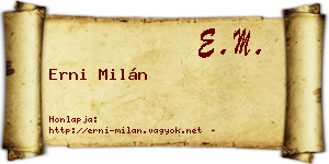 Erni Milán névjegykártya